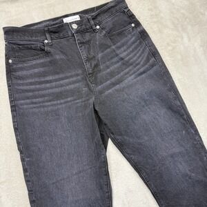 LOFT Jeans‎ Women's 28/6 The Straight Crop Faded Whiskered Black Wash Frayed Hem